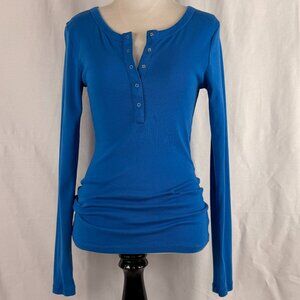 Victoria Secret Tee Shop Women's Henley style Long Sleeve Top | Blue | Medium